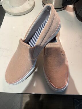 Keds White Slip-On Canvas Sneakers with Gum Soles